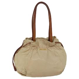 Prada-PRADA Shoulder Bag Leather Beige Auth ar11638b-Beige