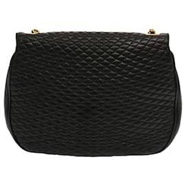 Bally-BALLY Quilted Chain Shoulder Bag Leather Black Auth mr008-Black