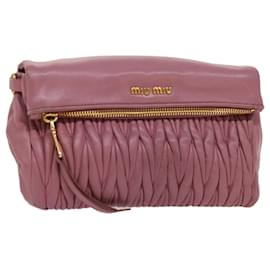 Miu Miu-Miu Miu Materasse Clutch Bag Leather Pink Auth mr038-Pink