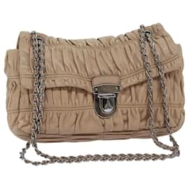 Prada-PRADA Chain Shoulder Bag Leather Beige Auth bs13272-Beige