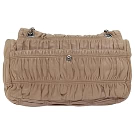 Prada-PRADA Chain Shoulder Bag Leather Beige Auth bs13272-Beige