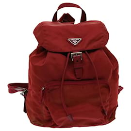 Prada-PRADA Backpack Nylon Red Auth 69653-Red