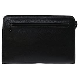 Burberry-BURBERRY Clutch Bag Leather Black Auth bs13248-Black