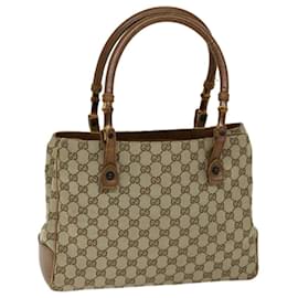 Gucci-GUCCI GG Canvas Bamboo Tote Bag Bege 112526 auth 69780-Bege