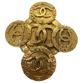 Chanel-CHANEL COCO Mark Broche metal ouro CC Auth ar11604b-Dourado