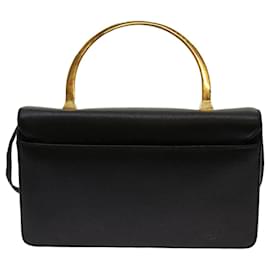 Givenchy-GIVENCHY Hand Bag Leather Black Auth bs13052-Black