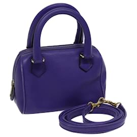 Céline-CELINE Hand Bag Leather 2way Purple Auth 69720-Purple