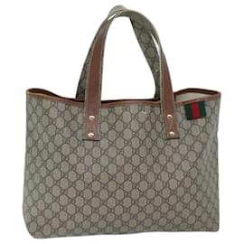 Gucci-GUCCI GG Supreme Web Sherry Line Tote Bag PVC Beige Red Green 211134 Auth ep3911-Red,Beige,Green