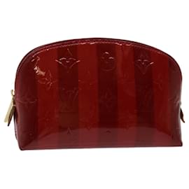 Louis Vuitton-LOUIS VUITTON Vernis Rayure Pochette Cosmétique Pomme D'amour M91721 Auth LV 70046-Rouge