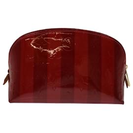 Louis Vuitton-LOUIS VUITTON Vernis Rayure Pochette Cosmetic Pomme D'amour M91721 LV Aut 70046-Rosso