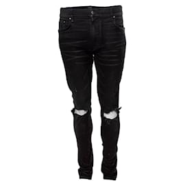 Amiri-Amiri, Distressed faded black biker jeans-Black