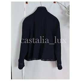 Chanel-New Paris / Salzburg Chain Trim Tweed Jacket-Navy blue