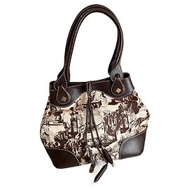 Borsa Lancel beige e marrone scuro pelle e tela Beige Marrone scuro