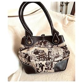 Lancel-Handbags-Beige,Dark brown