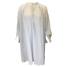 Autre Marque-Artes e Ciências Brancas / Vestido oversized listrado azul de algodão-Branco