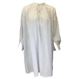 Autre Marque-Arts et sciences Blanc / Robe oversizee en coton à rayures bleues-Blanc
