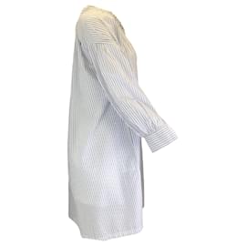 Autre Marque-Arts & Science White / Blue Striped Oversized Cotton Dress-White