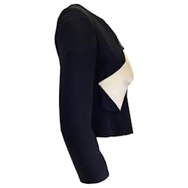 Autre Marque-Giorgio Armani Black / Champagne Bow Detail Full Zip Silk Jacket-Black