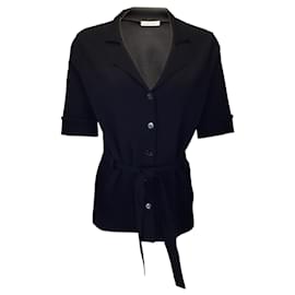 Autre Marque-Tomas Maier Black Short Sleeved Belted Knit Jacket-Black