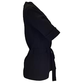 Autre Marque-Tomas Maier Veste en tricot noire à manches courtes et ceinture-Noir
