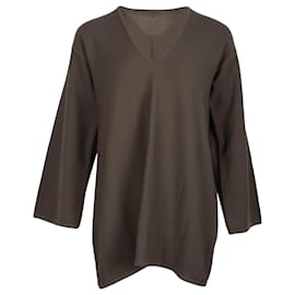 Giorgio Armani-Giorgio Armani V-neck Sweater in Brown Virgin Wool-Brown