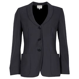 Armani Collezioni Single-Breasted Blazer in Navy Blue Wool Blue Navy blue