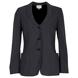 Armani-Blazer Armani Collezioni com peito único em lã azul marinho-Azul,Azul marinho