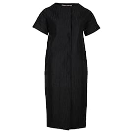 Giambattista Valli-Vestido Giambattista Valli de manga corta arrugado en lino negro-Negro