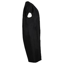 Giambattista Valli-Vestido Giambattista Valli de manga corta arrugado en lino negro-Negro