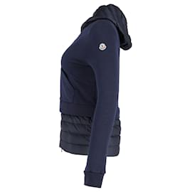 Moncler-Cardigan Moncler Maglia Down in poliestere blu navy-Blu navy