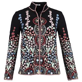 Vilshenko Floral Embroidered Jacket in Black Wool Black