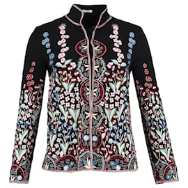 Vilshenko-Vilshenko Floral Embroidered Jacket in Black Wool-Black