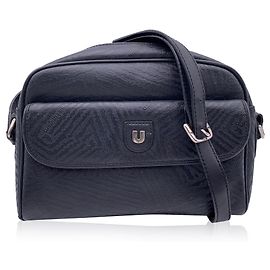 Emanuel Ungaro Borsa a tracolla con tasca frontale Ungaro vintage in tela goffrata nera Nero