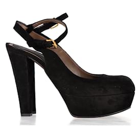 Marni-Zapatos de tacón con plataforma y correa al tobillo Marni en ante negro-Negro