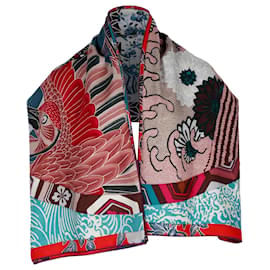 Hermès-Hermes Ex-Libris en Kimonos Shawl 140 en Cachemire Multicolore-Multicolore