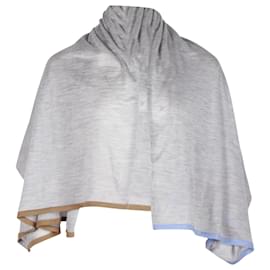 Hermès-Sciarpa Hermes lavorata a maglia in cashmere e seta grigia-Grigio