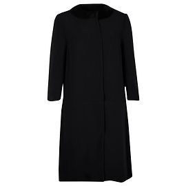 Prada Silk Collar Coat in Navy Blue Viscose Blue Navy blue