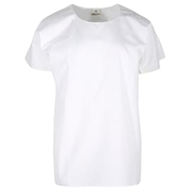 Hermès-Hermes Short-Sleeved Top in White Cotton-White