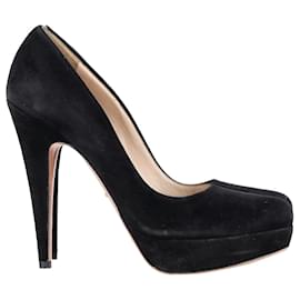 Prada-Zapatos de tacón con plataforma Prada en ante negro-Negro
