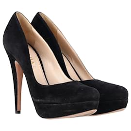 Prada-Zapatos de tacón con plataforma Prada en ante negro-Negro