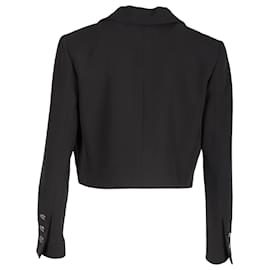 Chanel-Blazer corto con frente abierto Chanel en seda negra-Negro