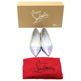 Christian Louboutin-Christian Louboutin Kate Napa Iridescent Red Sole Ballerina Flats in Multicolor Leather-Other,Python print