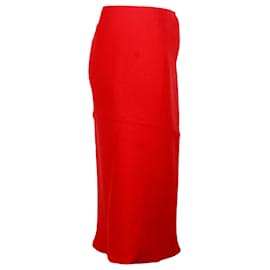 Christian Dior-Jupe mi-longue Dior en laine vierge rouge-Rouge