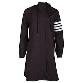 Thom Browne-Thom Browne 4-Bar Parka com Capuz em Poliéster Cinza-Cinza