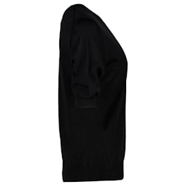 Prada-Prada Top de malha de manga curta em algodão preto-Preto