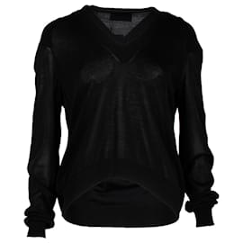 Givenchy-Givenchy V-neck Sweater in Black Cotton-Black