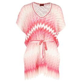 Missoni-Copricostume Missoni a maglia aperta in seta rosa-Rosa