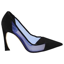 Christian Dior-Zapatos de salón con punta en punta de malla Dior en ante negro-Negro