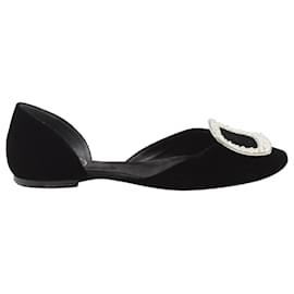 Roger Vivier-Roger Vivier Chips D'Orsay Flats aus schwarzem Samt-Schwarz