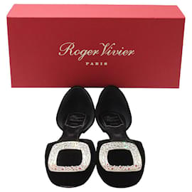 Roger Vivier-Bailarinas Roger Vivier Chips D'Orsay de terciopelo negro-Negro